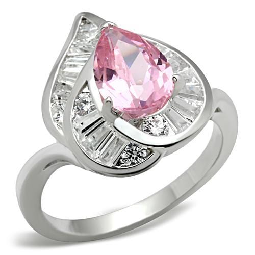 SS011 - Silver 925 Sterling Silver Ring with AAA Grade CZ  in Rose - Alamode