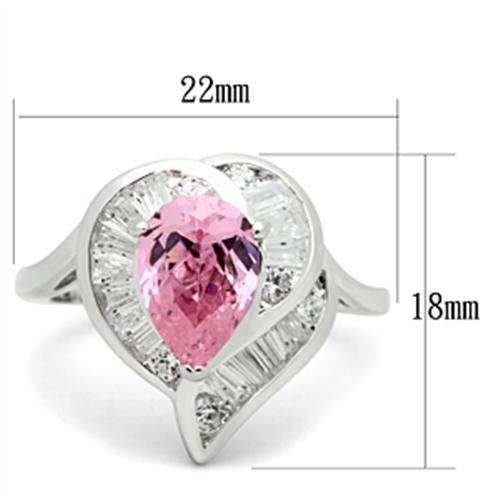 SS011 - Silver 925 Sterling Silver Ring with AAA Grade CZ in Rose - Alamode - Flyclothing LLC