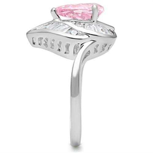 SS011 - Silver 925 Sterling Silver Ring with AAA Grade CZ in Rose - Alamode - Flyclothing LLC