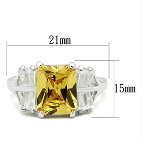 SS012 - Silver 925 Sterling Silver Ring with AAA Grade CZ in Topaz - Alamode - Flyclothing LLC