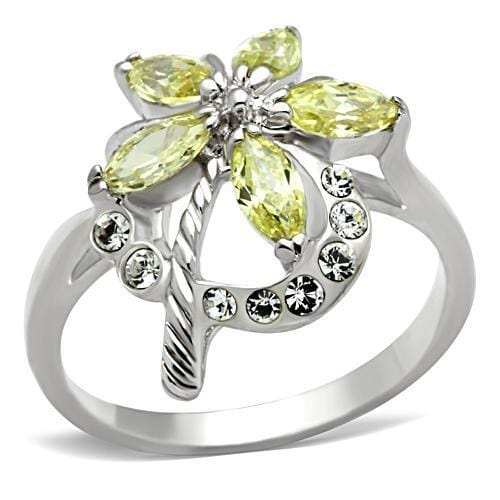 SS013 - Silver 925 Sterling Silver Ring with AAA Grade CZ in Apple Green color - Alamode - Flyclothing LLC