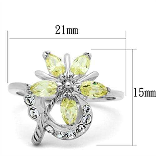 SS013 - Silver 925 Sterling Silver Ring with AAA Grade CZ in Apple Green color - Alamode - Flyclothing LLC