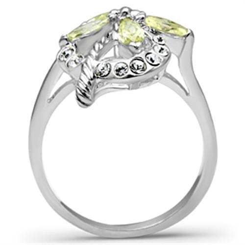 SS013 - Silver 925 Sterling Silver Ring with AAA Grade CZ in Apple Green color - Alamode - Flyclothing LLC