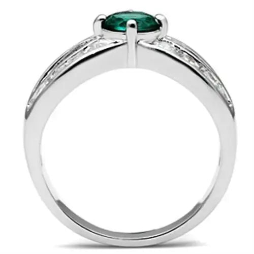 SS014 - Silver 925 Sterling Silver Ring with Synthetic Synthetic Glass in Blue Zircon - Alamode - Flyclothing LLC