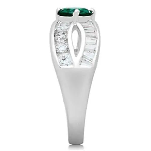 SS014 - Silver 925 Sterling Silver Ring with Synthetic Synthetic Glass in Blue Zircon - Alamode - Flyclothing LLC