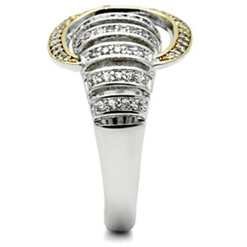 SS015 - Gold+Rhodium 925 Sterling Silver Ring with AAA Grade CZ in Clear - Alamode - Flyclothing LLC