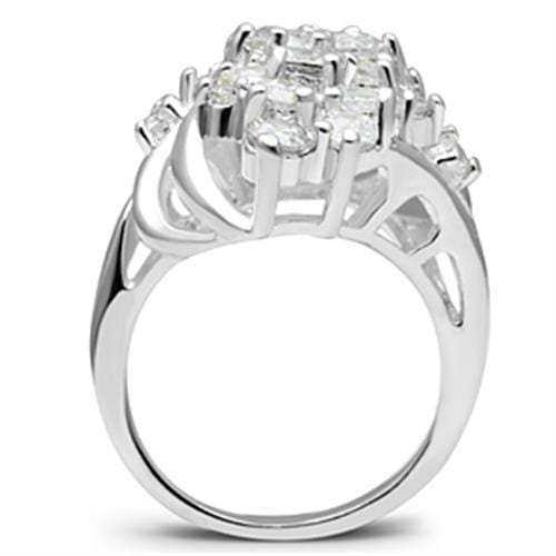 SS016 - Silver 925 Sterling Silver Ring with AAA Grade CZ in Clear - Alamode - Flyclothing LLC