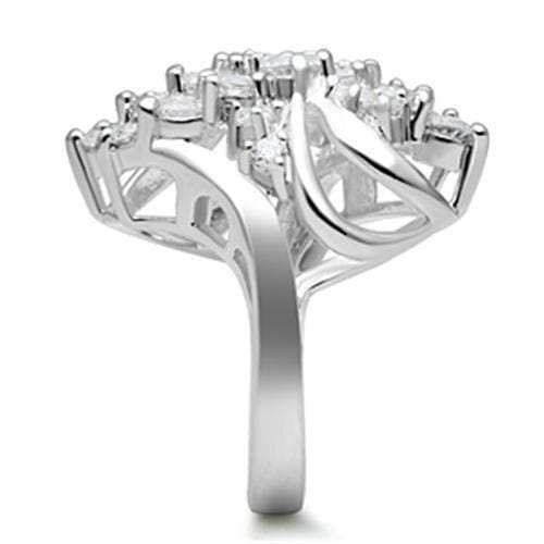 SS016 - Silver 925 Sterling Silver Ring with AAA Grade CZ in Clear - Alamode - Flyclothing LLC