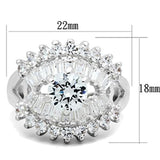 SS017 - Silver 925 Sterling Silver Ring with AAA Grade CZ  in Clear - Alamode