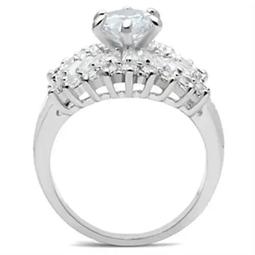 SS017 - Silver 925 Sterling Silver Ring with AAA Grade CZ in Clear - Alamode - Flyclothing LLC