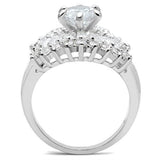 SS017 - Silver 925 Sterling Silver Ring with AAA Grade CZ  in Clear - Alamode