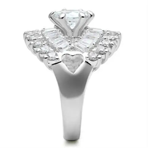 SS017 - Silver 925 Sterling Silver Ring with AAA Grade CZ in Clear - Alamode - Flyclothing LLC