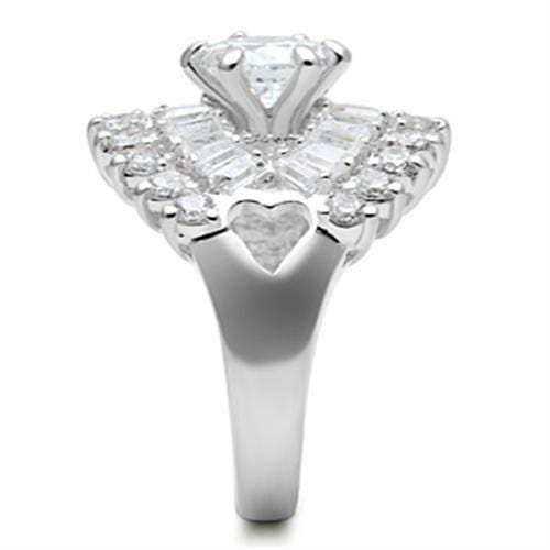 SS017 - Silver 925 Sterling Silver Ring with AAA Grade CZ in Clear - Alamode - Flyclothing LLC