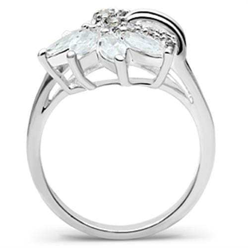 SS018 - Silver 925 Sterling Silver Ring with AAA Grade CZ in Clear - Alamode - Flyclothing LLC