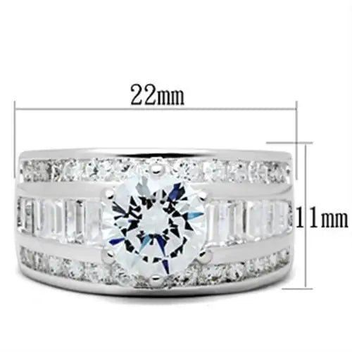 SS019 - Silver 925 Sterling Silver Ring with AAA Grade CZ in Clear - Alamode - Flyclothing LLC