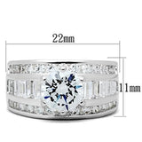 SS019 - Silver 925 Sterling Silver Ring with AAA Grade CZ  in Clear - Alamode