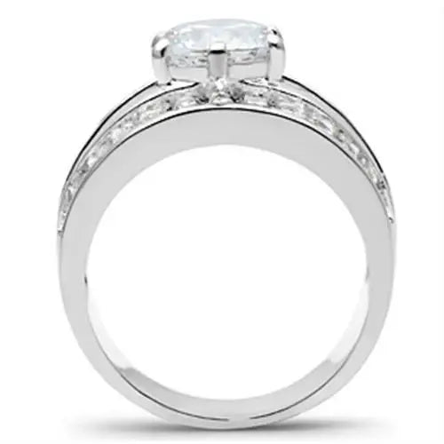 SS019 - Silver 925 Sterling Silver Ring with AAA Grade CZ in Clear - Alamode - Flyclothing LLC
