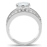 SS019 - Silver 925 Sterling Silver Ring with AAA Grade CZ in Clear - Alamode - Flyclothing LLC