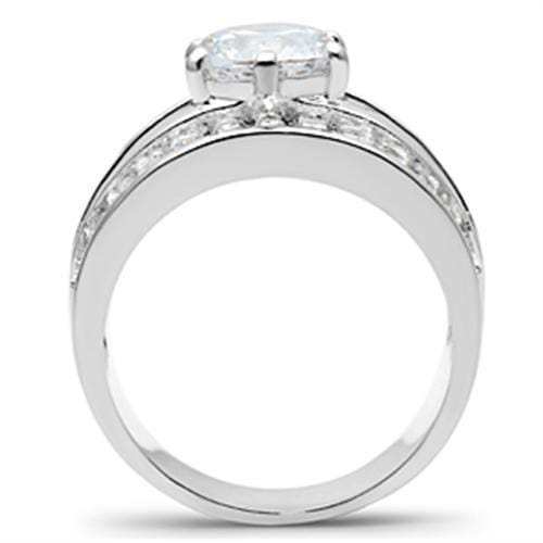 SS019 - Silver 925 Sterling Silver Ring with AAA Grade CZ in Clear - Alamode - Flyclothing LLC