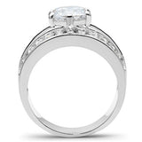 SS019 - Silver 925 Sterling Silver Ring with AAA Grade CZ  in Clear - Alamode