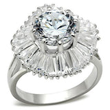 SS020 - Silver 925 Sterling Silver Ring with AAA Grade CZ  in Clear - Alamode