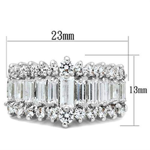 SS021 - Silver 925 Sterling Silver Ring with AAA Grade CZ in Clear - Alamode - Flyclothing LLC