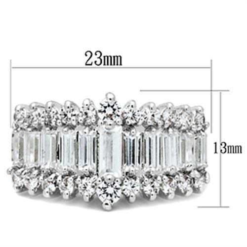 SS021 - Silver 925 Sterling Silver Ring with AAA Grade CZ in Clear - Alamode - Flyclothing LLC