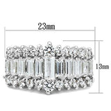 SS021 - Silver 925 Sterling Silver Ring with AAA Grade CZ  in Clear - Alamode