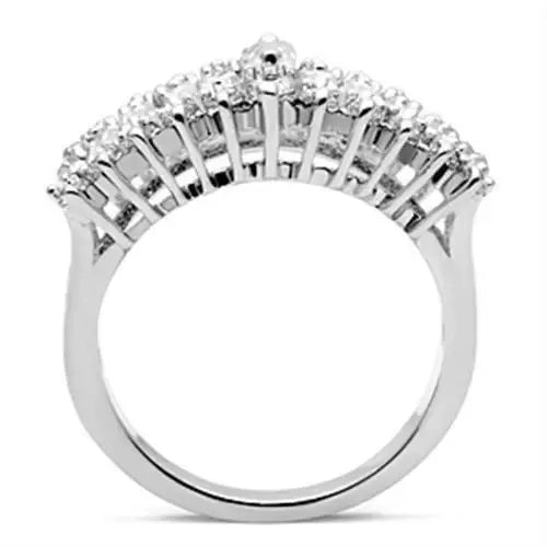 SS021 - Silver 925 Sterling Silver Ring with AAA Grade CZ in Clear - Alamode - Flyclothing LLC