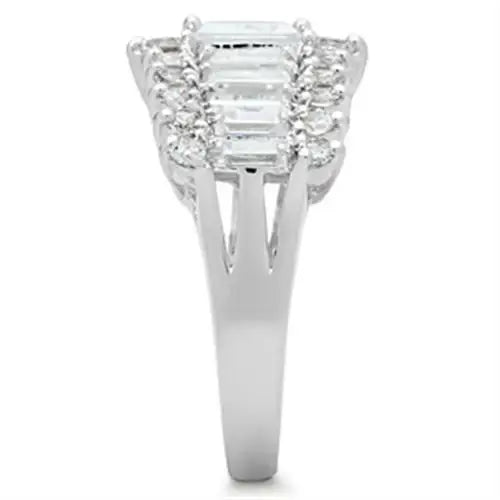 SS021 - Silver 925 Sterling Silver Ring with AAA Grade CZ in Clear - Alamode - Flyclothing LLC