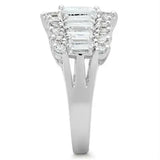 SS021 - Silver 925 Sterling Silver Ring with AAA Grade CZ in Clear - Alamode - Flyclothing LLC
