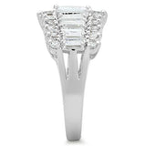 SS021 - Silver 925 Sterling Silver Ring with AAA Grade CZ  in Clear - Alamode