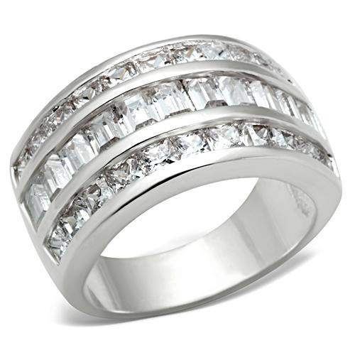SS022 - Silver 925 Sterling Silver Ring with AAA Grade CZ in Clear - Alamode - Flyclothing LLC