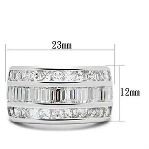 SS022 - Silver 925 Sterling Silver Ring with AAA Grade CZ in Clear - Alamode - Flyclothing LLC