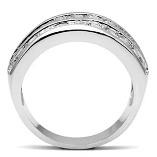 SS022 - Silver 925 Sterling Silver Ring with AAA Grade CZ in Clear - Alamode - Flyclothing LLC