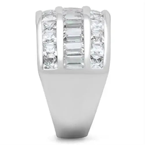 SS022 - Silver 925 Sterling Silver Ring with AAA Grade CZ in Clear - Alamode - Flyclothing LLC