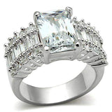 SS023 - Silver 925 Sterling Silver Ring with AAA Grade CZ in Clear - Alamode - Flyclothing LLC