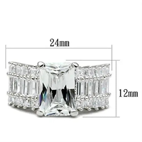 SS023 - Silver 925 Sterling Silver Ring with AAA Grade CZ in Clear - Alamode - Flyclothing LLC