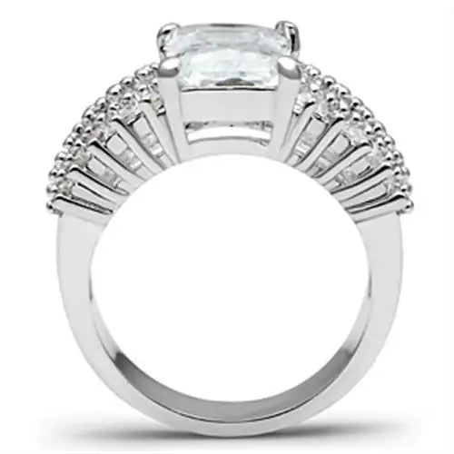 SS023 - Silver 925 Sterling Silver Ring with AAA Grade CZ in Clear - Alamode - Flyclothing LLC