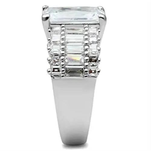 SS023 - Silver 925 Sterling Silver Ring with AAA Grade CZ in Clear - Alamode - Flyclothing LLC