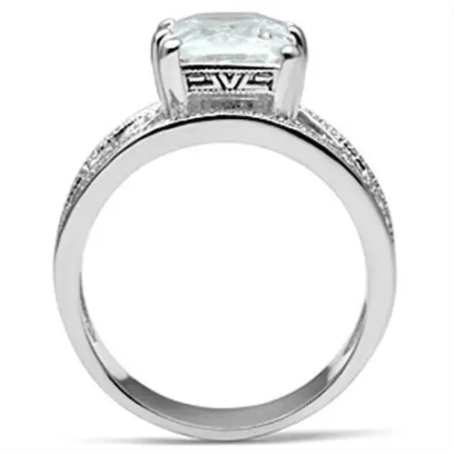 SS024 - Silver 925 Sterling Silver Ring with AAA Grade CZ in Clear - Alamode - Flyclothing LLC