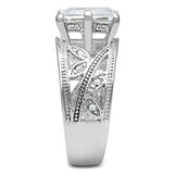 SS024 - Silver 925 Sterling Silver Ring with AAA Grade CZ  in Clear - Alamode
