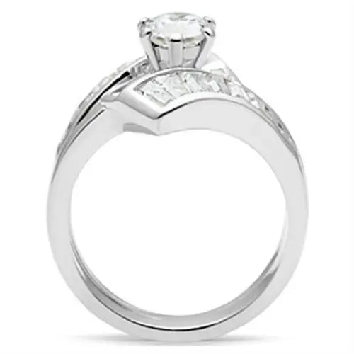 SS025 - Silver 925 Sterling Silver Ring with AAA Grade CZ in Clear - Alamode - Flyclothing LLC