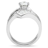 SS025 - Silver 925 Sterling Silver Ring with AAA Grade CZ in Clear - Alamode - Flyclothing LLC