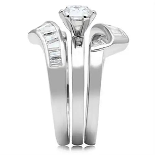 SS025 - Silver 925 Sterling Silver Ring with AAA Grade CZ in Clear - Alamode - Flyclothing LLC