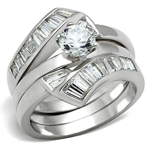 SS025 - Silver 925 Sterling Silver Ring with AAA Grade CZ in Clear - Alamode - Flyclothing LLC