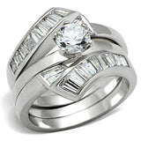 SS025 - Silver 925 Sterling Silver Ring with AAA Grade CZ in Clear - Alamode - Flyclothing LLC