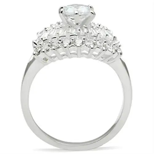 SS026 - Silver 925 Sterling Silver Ring with AAA Grade CZ in Clear - Alamode - Flyclothing LLC