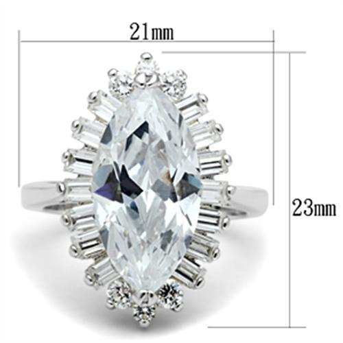 SS027 - Silver 925 Sterling Silver Ring with AAA Grade CZ in Clear - Alamode - Flyclothing LLC