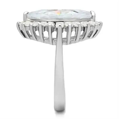 SS027 - Silver 925 Sterling Silver Ring with AAA Grade CZ in Clear - Alamode - Flyclothing LLC